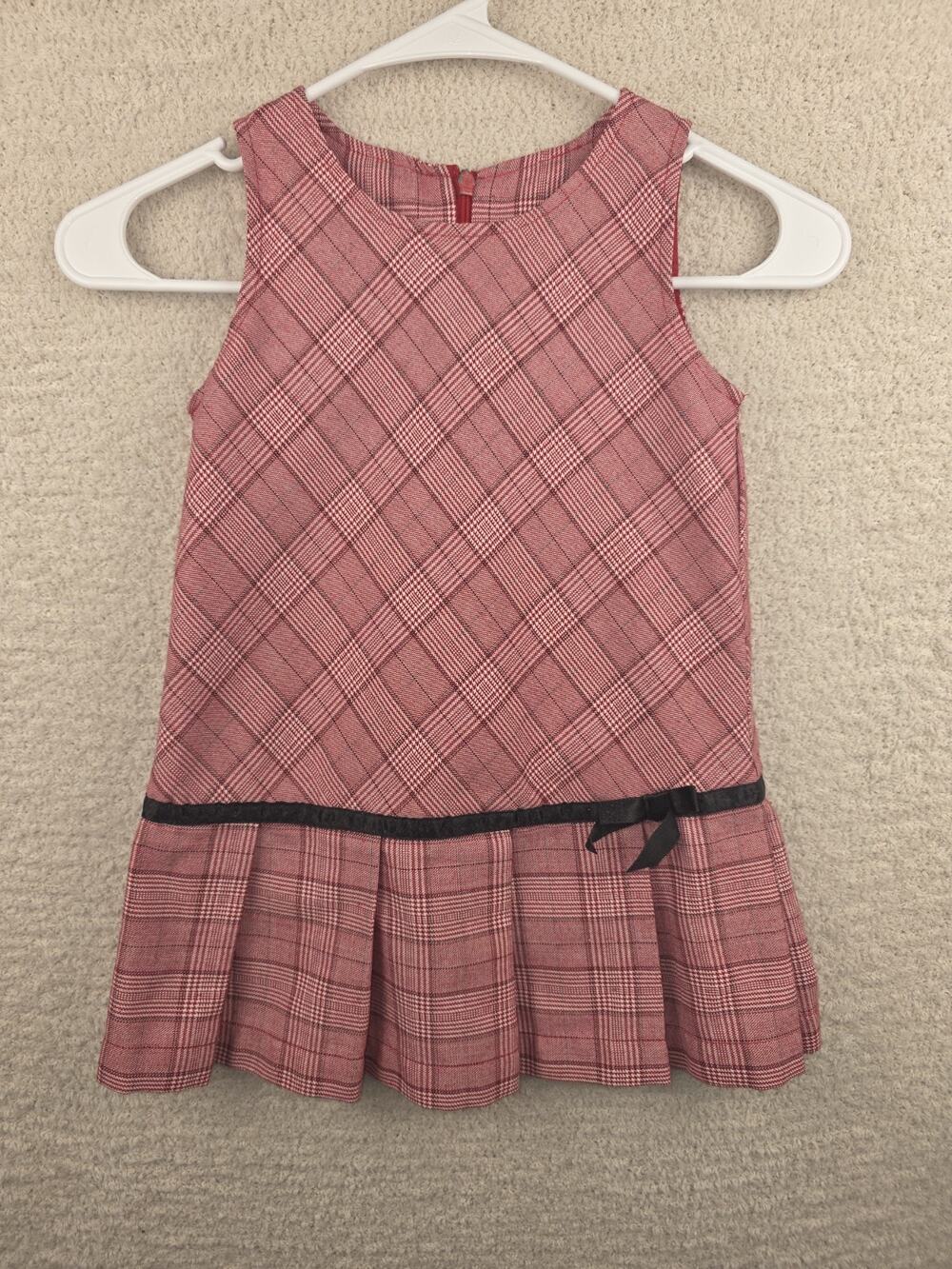 Girl Connection Girls Red Plaid Pleated Sleeveless Dress Size 4 Holiday